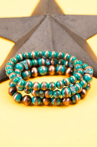 Riverside Copper Pearl Beaded Bracelet Set
