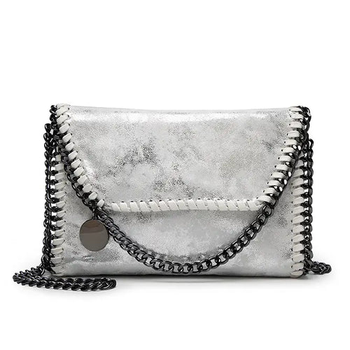 Solid Small Chain Hand Bag Silver
