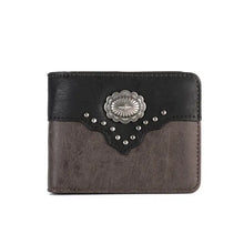 Men's Color Block Concho Bifold Leather Wallet