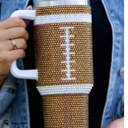 Rhinestone Football Tumbler