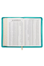Teal Floral Faux Leather Zippered KJV Deluxe Bible