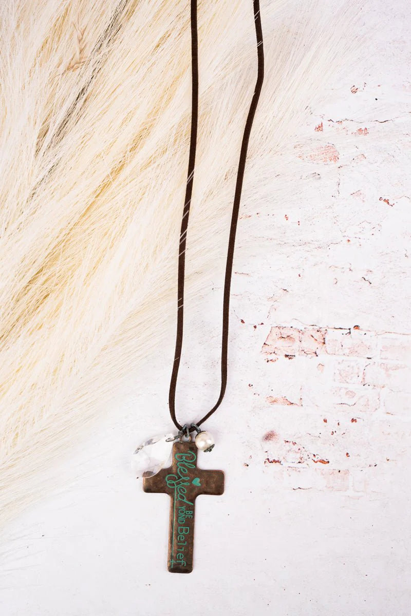 Cross Charm Pendant Cord Necklace