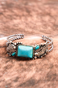 Turquoise and Silvertone Cuff Bracelet