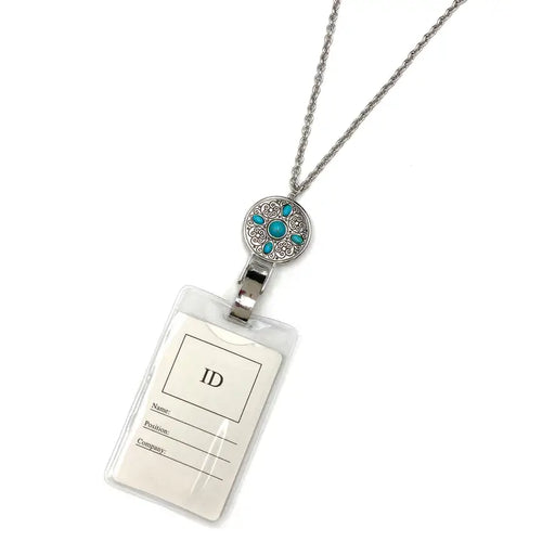 Western Turquoise Charm Chain Id Card Badge Holder