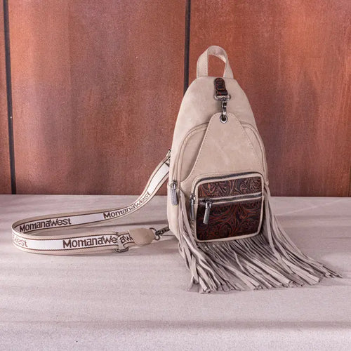 Montana West Tooled Fringe Sling Bag