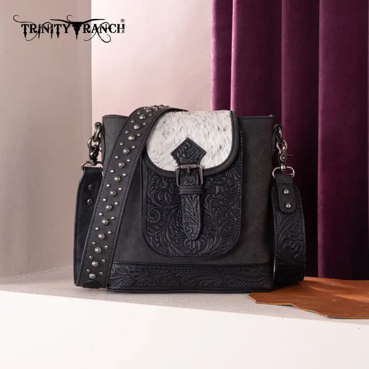 Trinity Ranch Hair-On Cowhide Bag Black