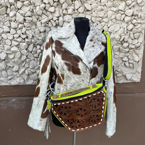 Tooled Leather Sling Bag