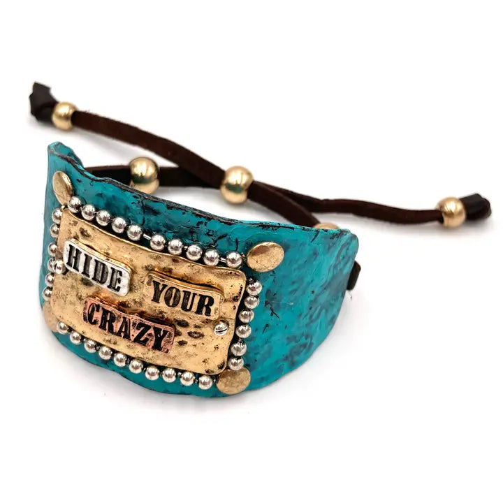 Hide Your Crazy Silver Gold Patina Bracelet