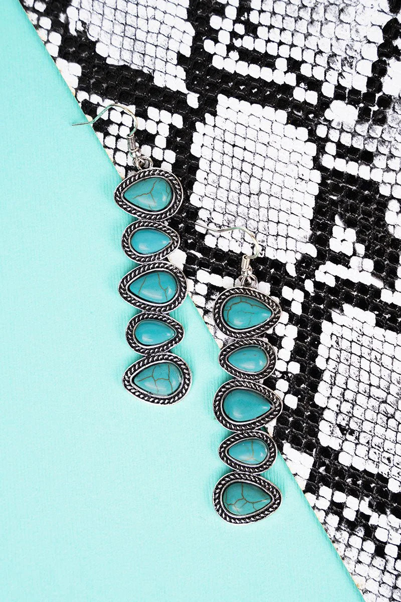 Turquoise Everly Silvertone Earrings