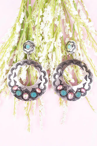 Western Burnished Silvertone Earrings (2 options)