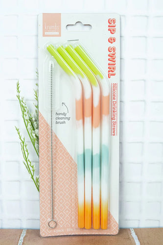 4 Pack Sip & Swirl Silicone Drinking Straws