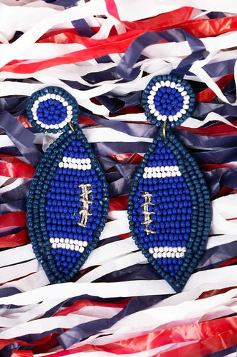 Blue and White Football Earrings