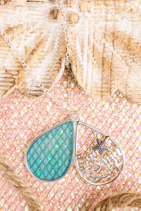 Blue Sea Glass 'Sun Sand Sea' Starfish Necklace