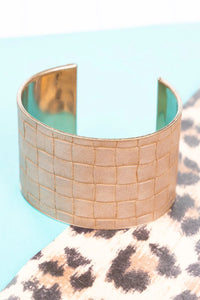 Beige Faux Leather Cuff Bracelet