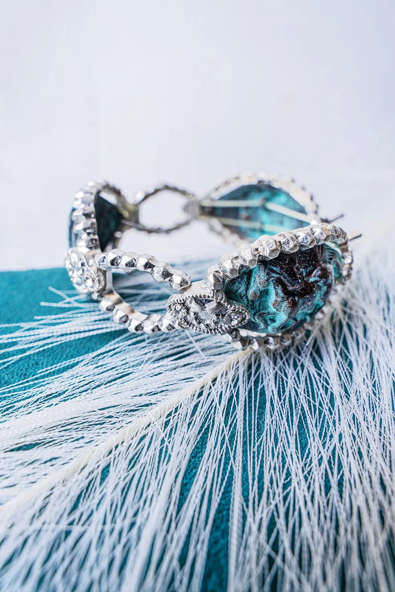 Patina and Silvertone Horse Stretch Bracelet
