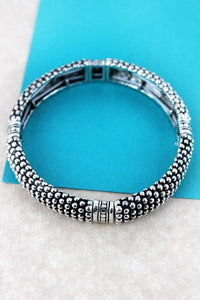 Antique Silvertone Dotted Textured Bracelet