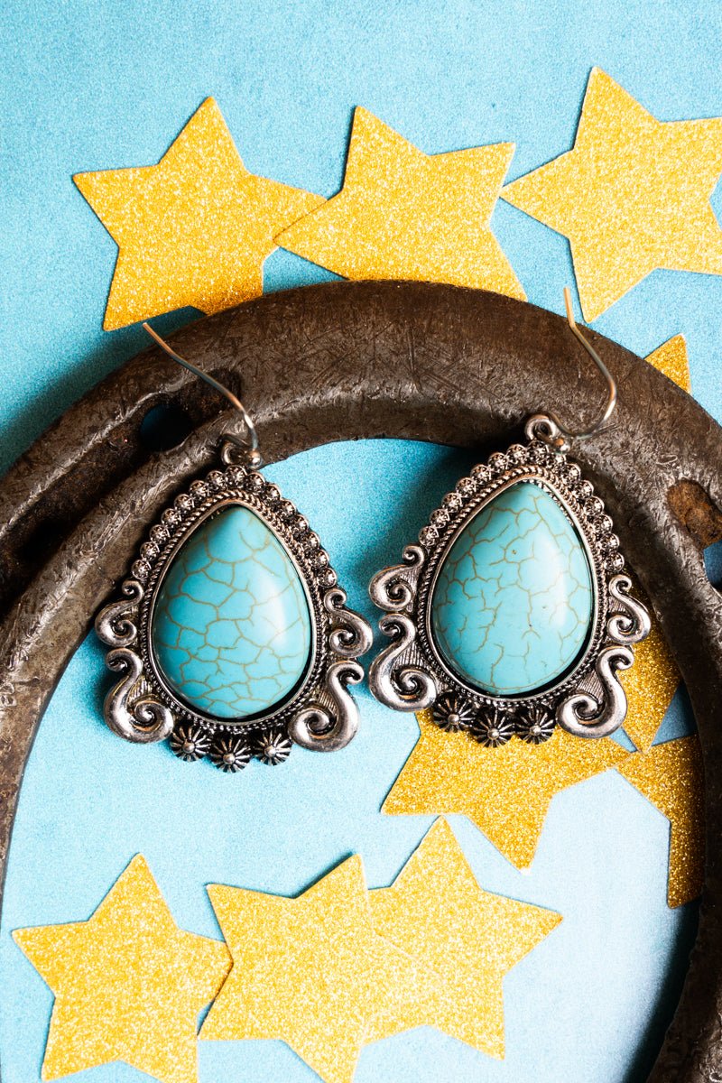 Carissa Turquoise and Silvertone Earrings