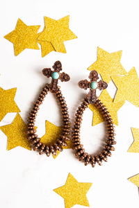 Multi and Coppertone Drusilla Cross Teardrop Earrings