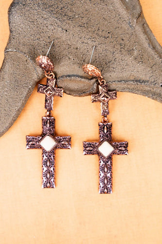 Howlite Cross Point Earrings