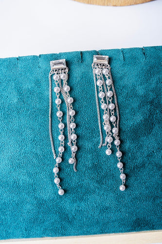 Melodie Pearl Silvertone Drop Earrings