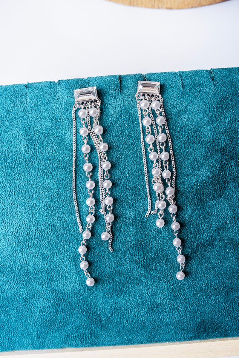 Melodie Pearl Silvertone Drop Earrings