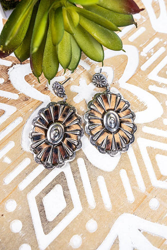Leopard Stitched Concho Earrings