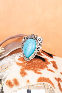 Whitley Turquoise and Silvertone Ring