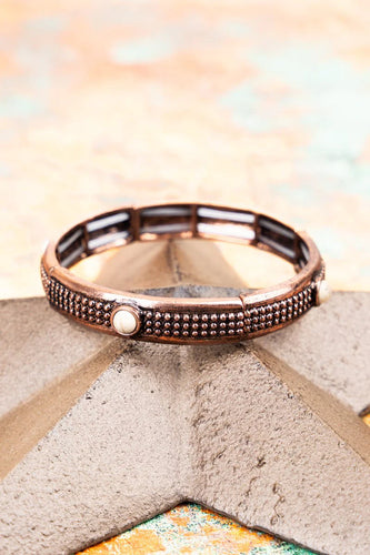 Howlite and Coppertone Stretch Bracelet