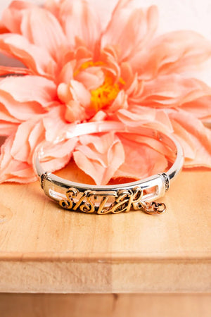 Script Stretch Charm Bangle