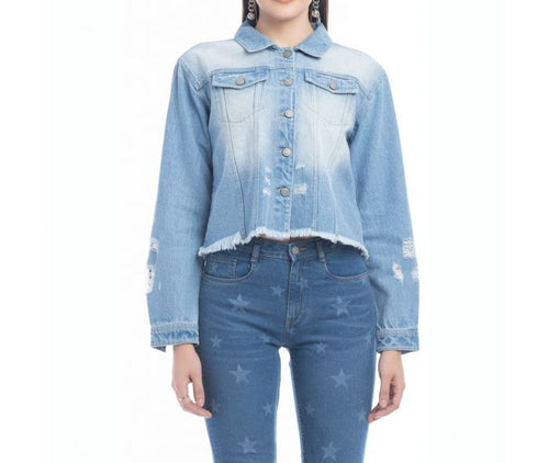 Myra Francessa Frayed Hem Denim Jacket