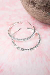 Crystal Avenue Candice Silvertone Crystal Hoop Earrings