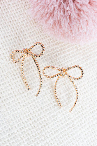Crystal Avenue Playful Twist Goldtone Bow Earrings