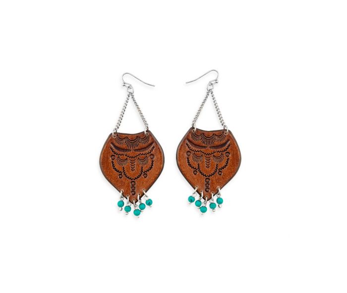 Myra Blazing Mesa Hand-Tooled Leather Earrings