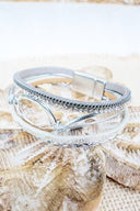 Viola Matte Silvertone Oval Multi-Strand Magnetic Bracelet