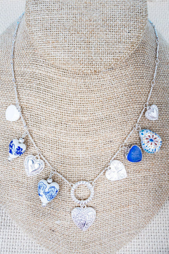 Love In Bloom Blue and Silvertone Necklace