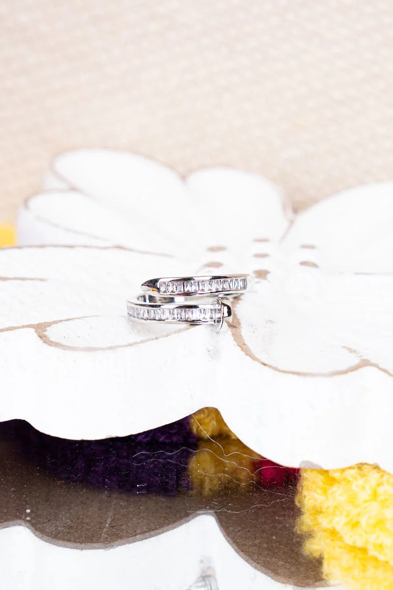 Crystal Silvertone Nail Wrap Ring
