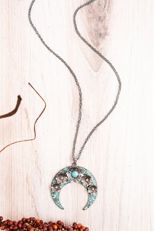 Turquoise Bead Squash Blossom Necklace