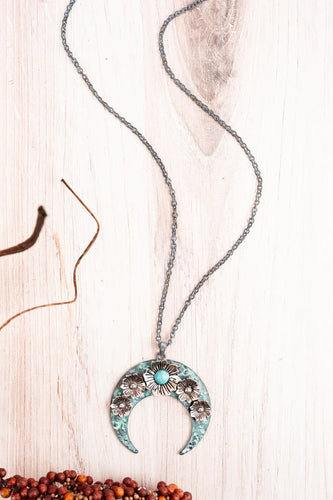 Turquoise Bead Squash Blossom Necklace