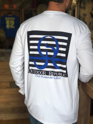 First Responder Blue Line - UPF 50 Performance Shirt (Unisex)