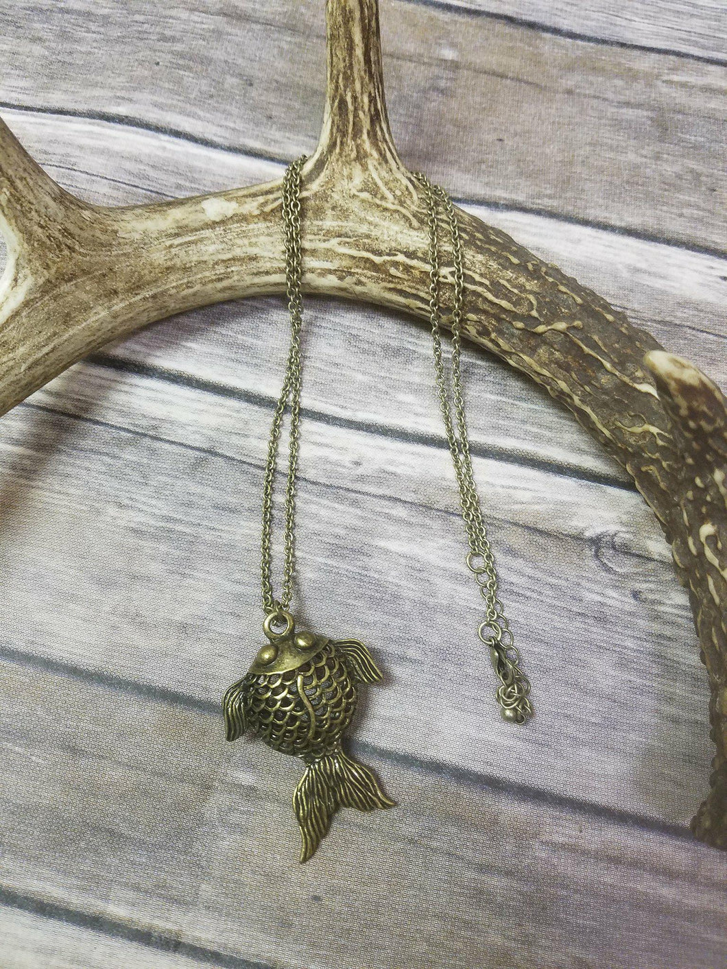 Bronze Blow Fish Necklace