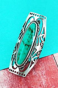 Silvertone and Turquoise Cuff Ring