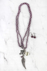 Purple Angel Necklace and Earrings