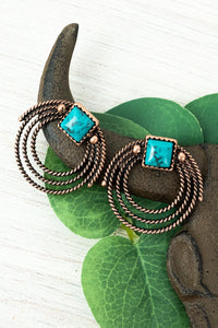 Turquoise and Coppertone Rope Trail Earrings