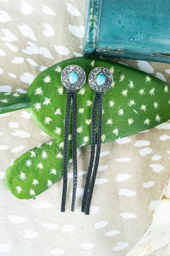 Trail Side Silvertone and Black Earrings