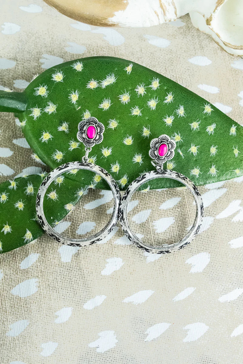 Fire Island Pink and Silver Hoop Earrings