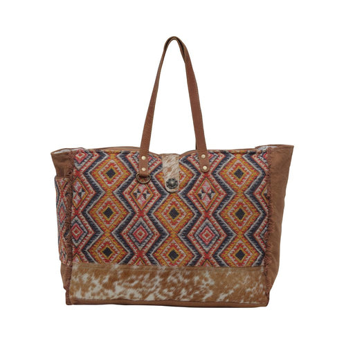 Myra Geometric Blues Weekender Bag